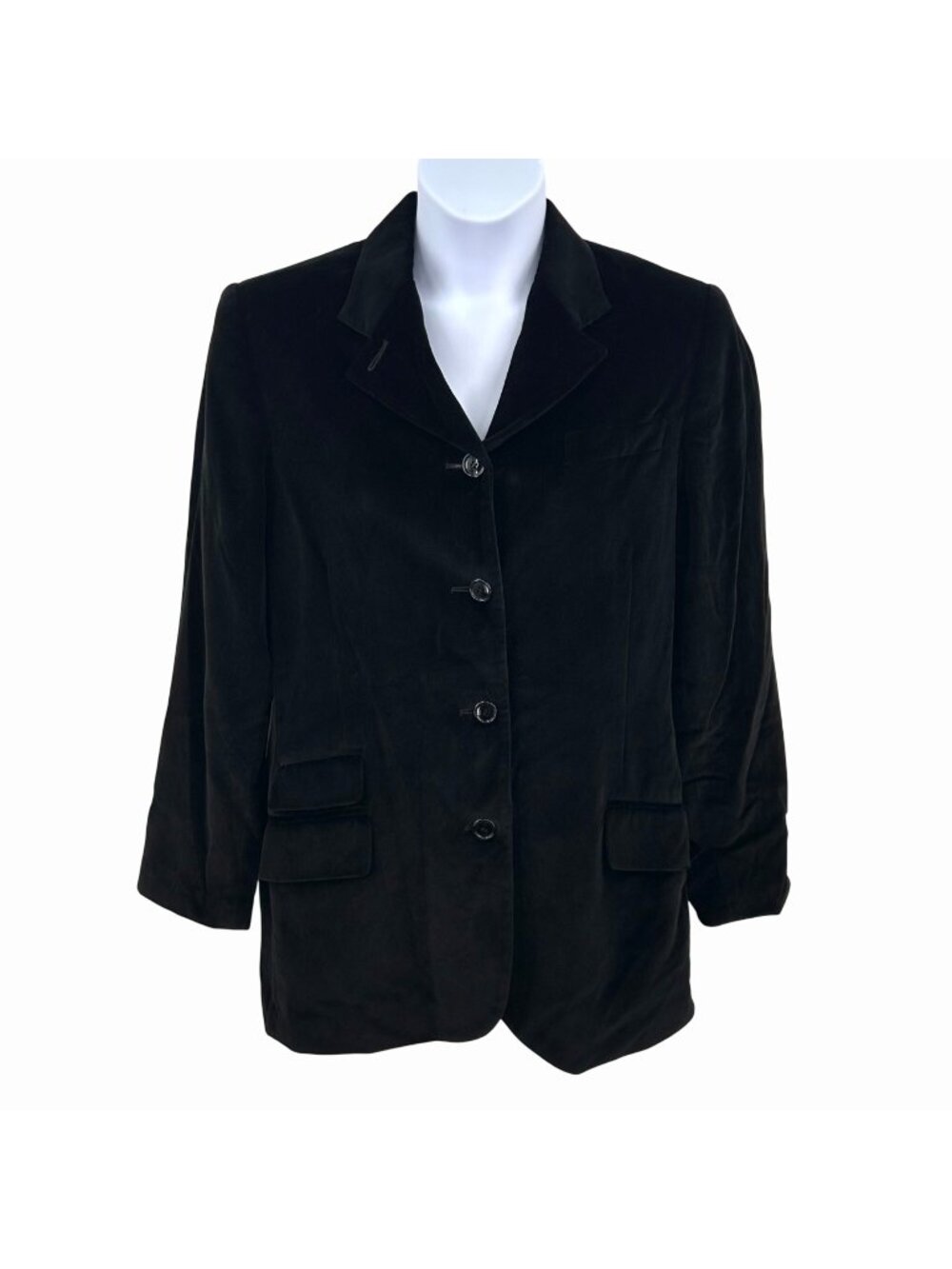 GORGEOUS VINTAGE EMBASSY ROW BLACK VELVET BLAZER  4 POCKET FRONT FORMAL HOLIDAY
